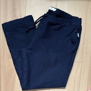 Onia Pull On Elastic Waist Textured Pant. Navy Blue. Size XL